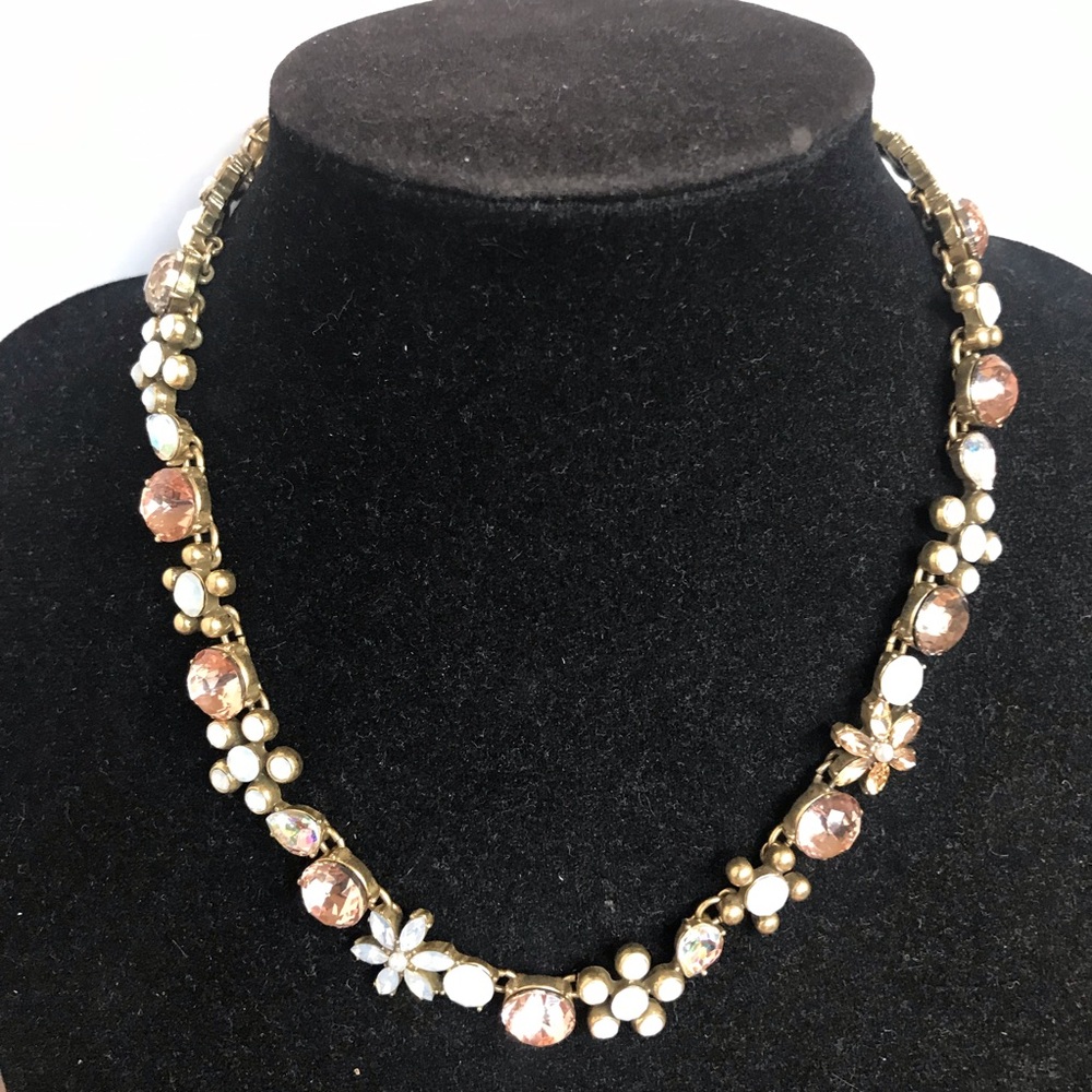 LOFT Peach & Flowers Rhinestone Choker Necklace - Picture 1 of 5